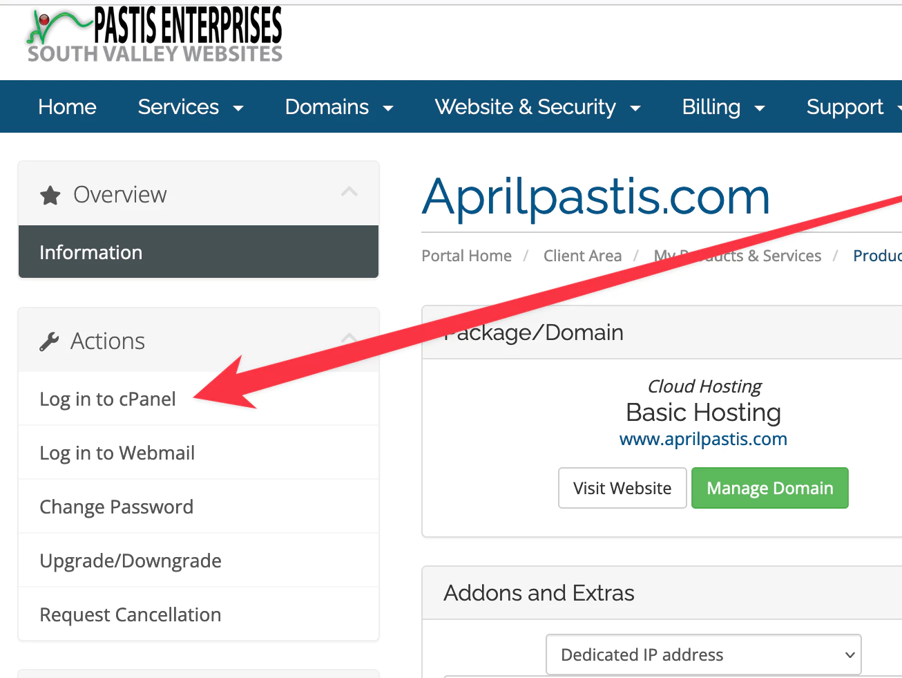 Login to cPanel from Client Area