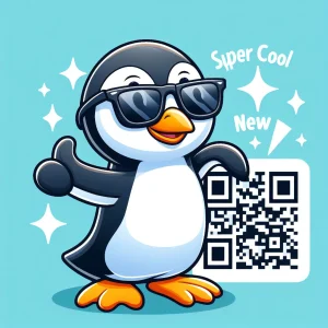 Cool penguin with QR Code