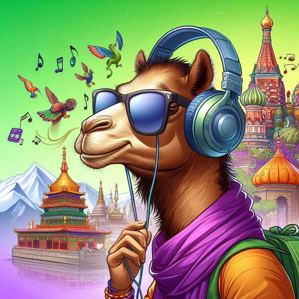 Camel with Wednesday Wanderlust listens to Tibetan tunes.