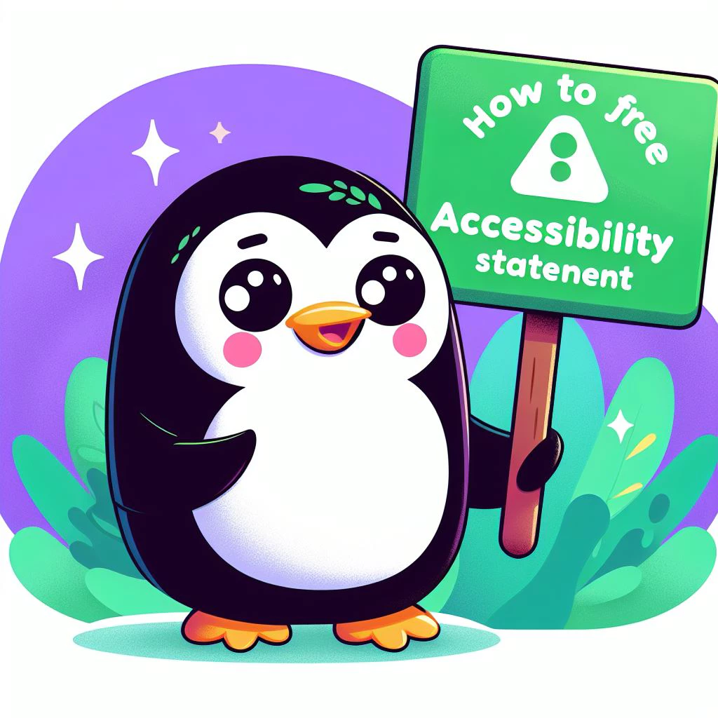 penguin holds Free Accessibility Statement Sign