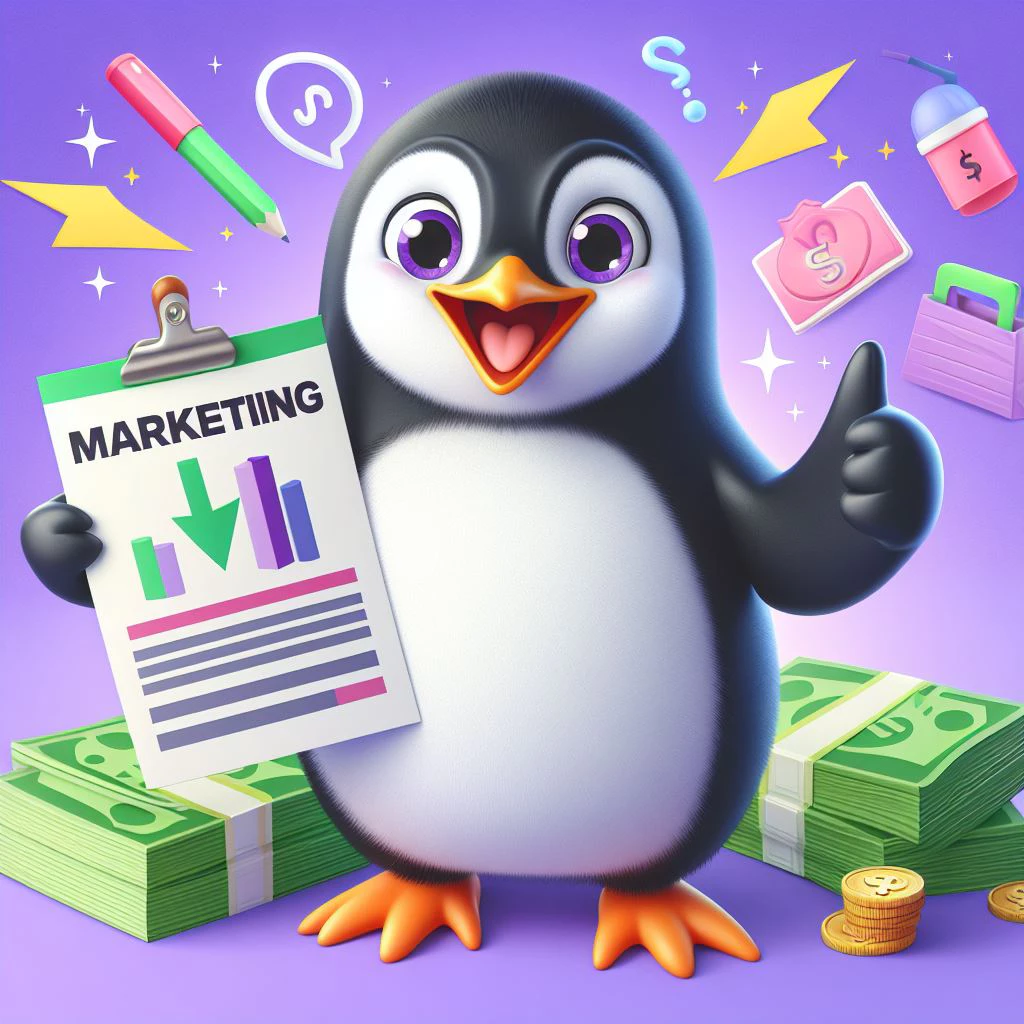 Penguin showing off his May marketing skills