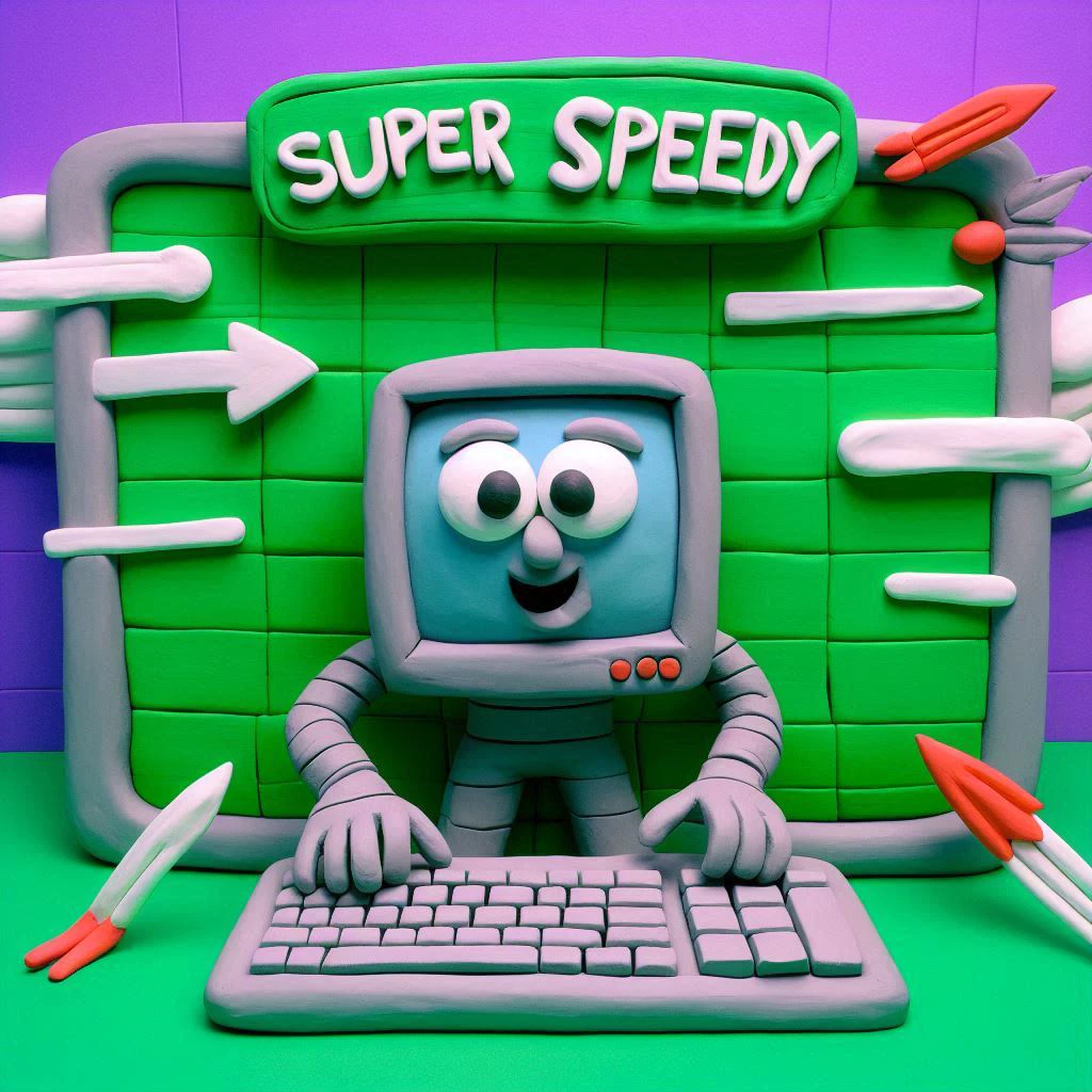 Claymation image of a super speedy website