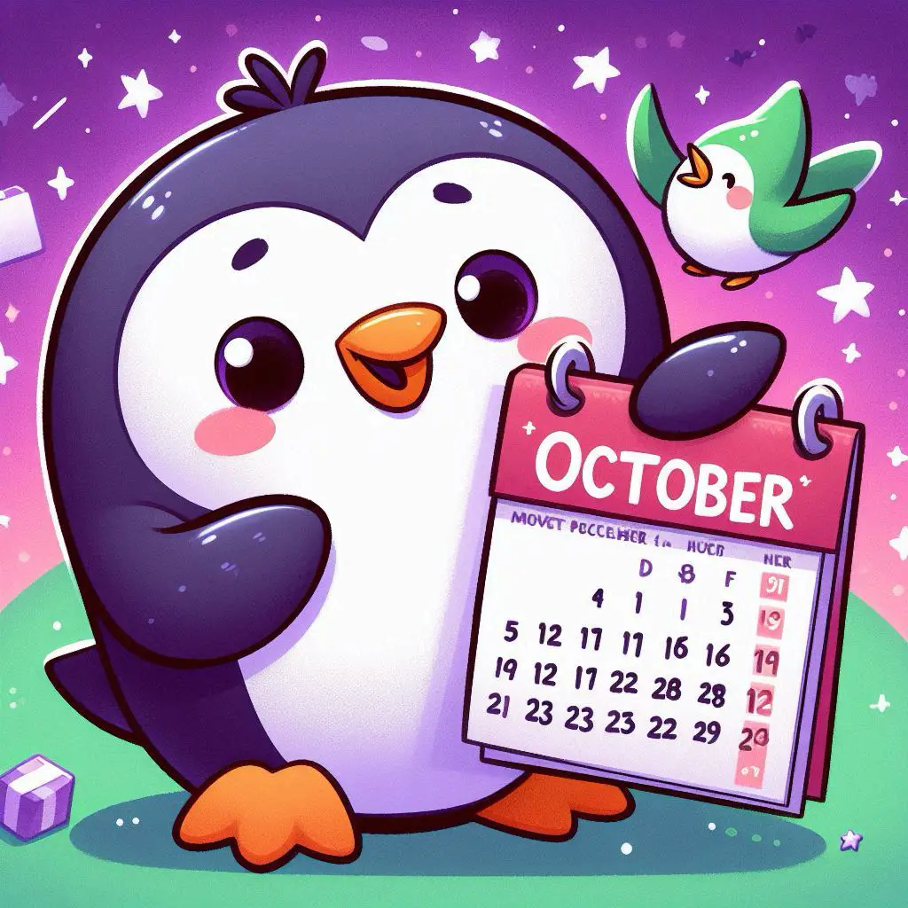 Penguin holding a calendar